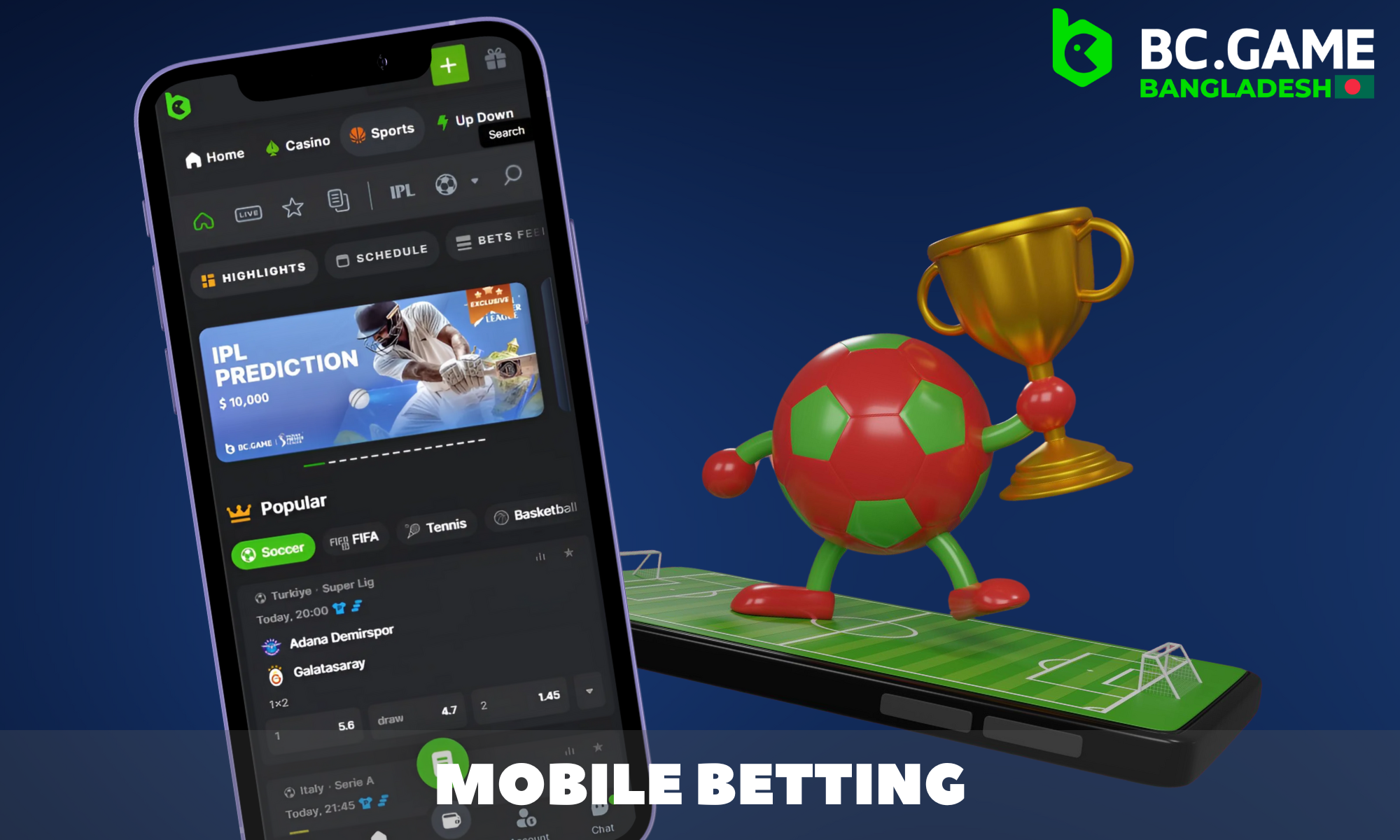 Mobile betting via BC Game app