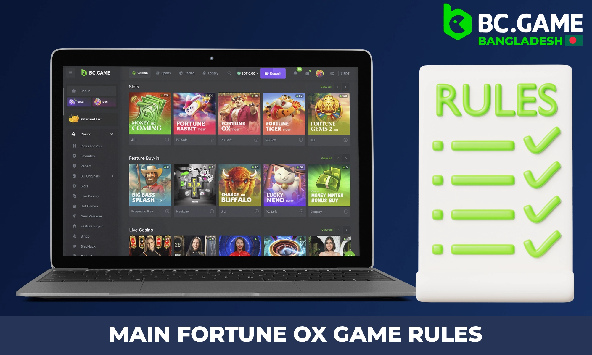 Rules for Fortune Ox on BC Game