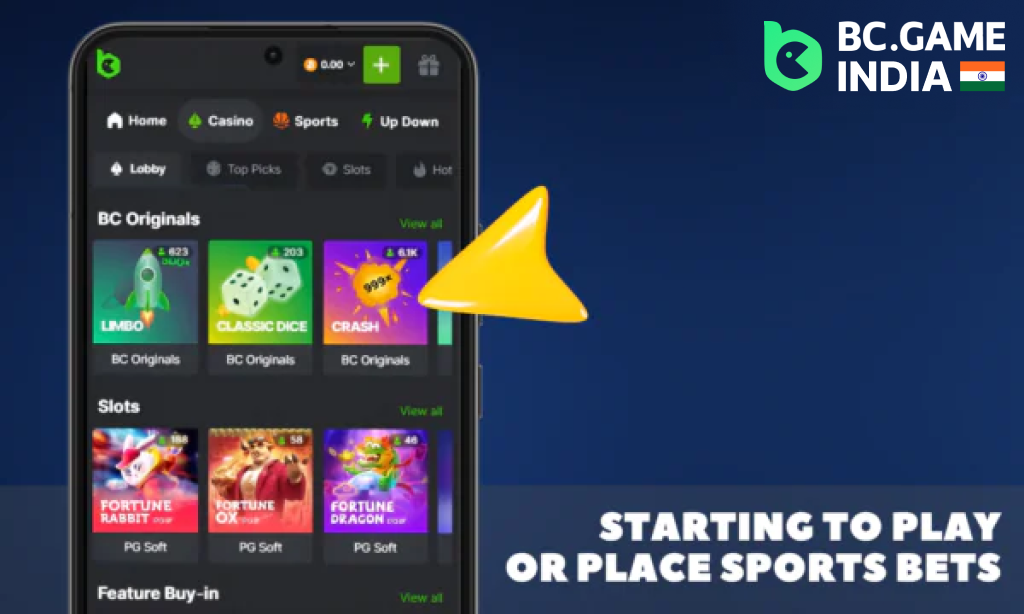 Starting to play or place sports bets in the casino