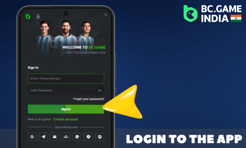 Login via the mobile app