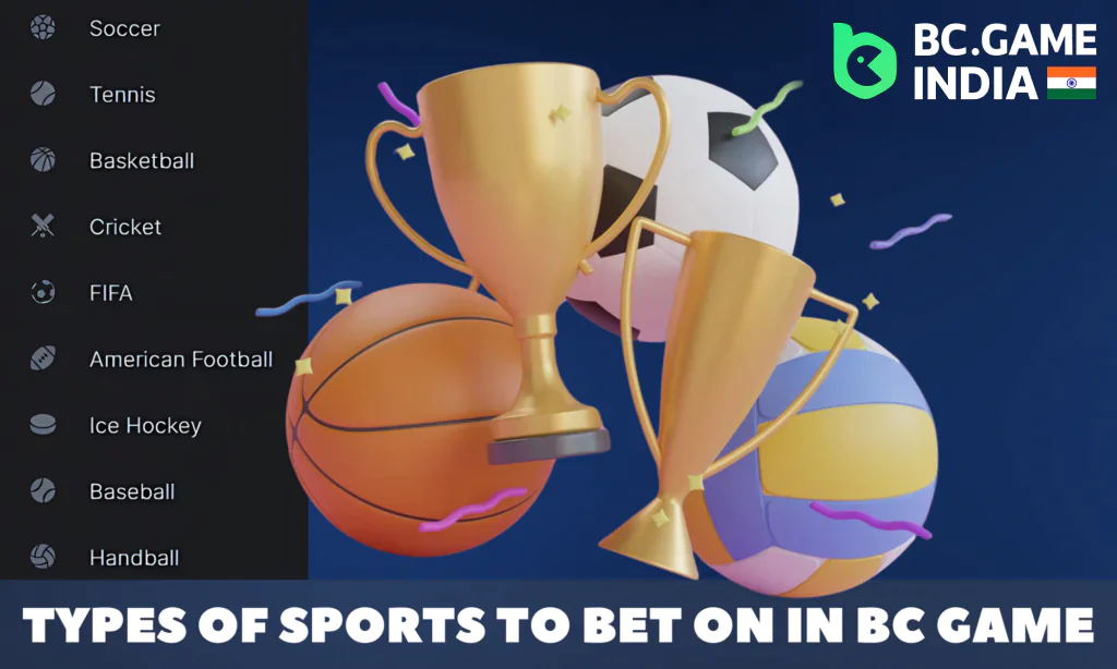 The BC Game website has two main betting categories located in the top menu bar: "Sports" and "Racing".