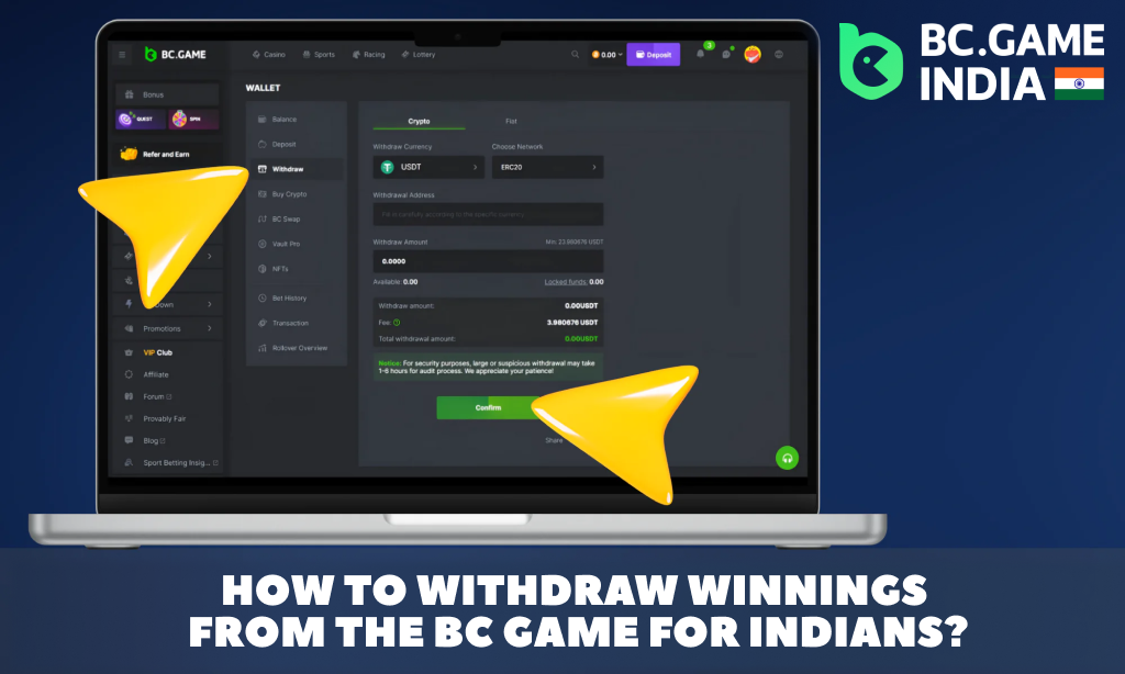 Step-by-step instructions on how to withdraw your winnings from BC Game